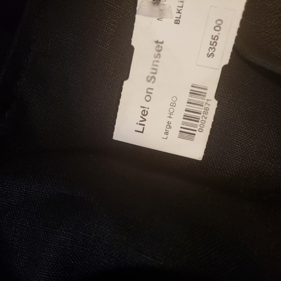 LIVE on SUNSET Blk. Linen/ Leather XL HoBo w/ Studs Bag-NEW - Picture 9 of 13